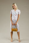 Shell Buttons Wrap Midi Dress - PARSLEY