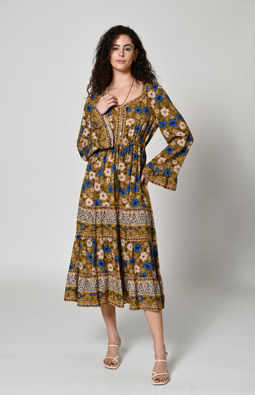 Field Of Gold Dress - OLIVE