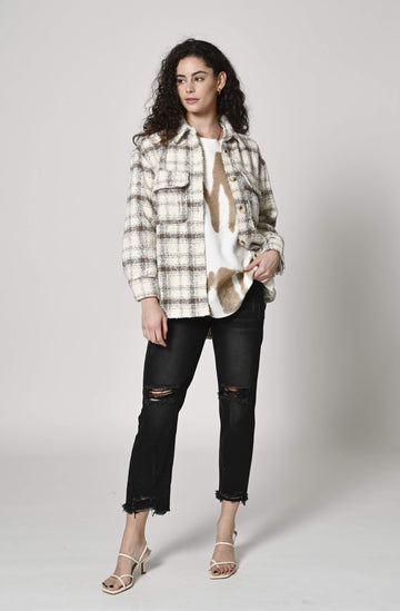 Check Coat - BEIGE