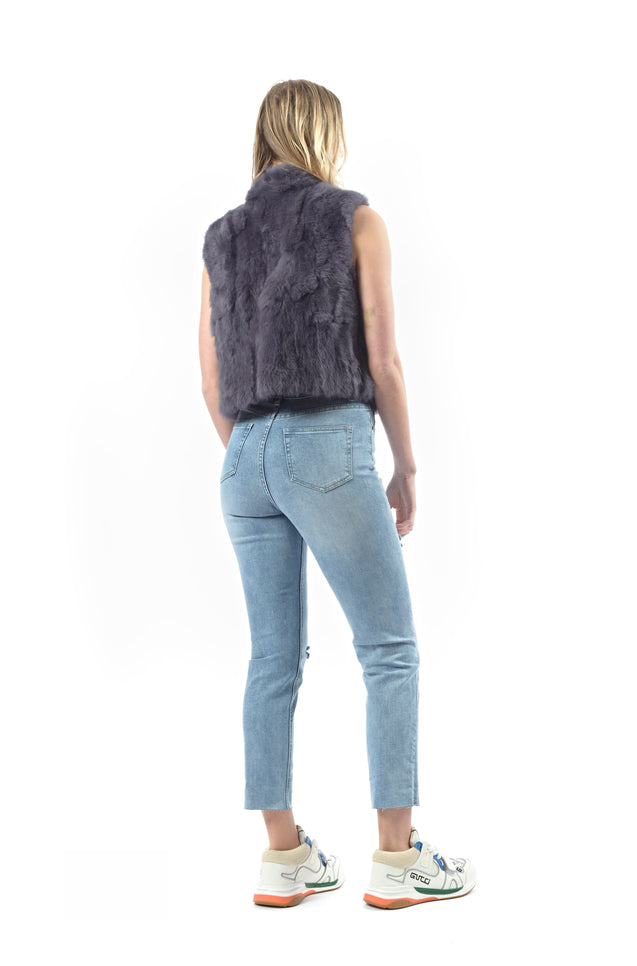 Baby Doll Crop Fur Vest - ASH