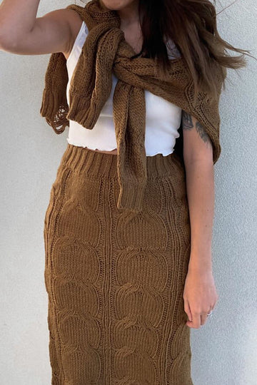 Folley Knit Skirt - BROWN
