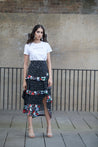 The Floral Swing Skirt - BLACK