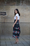 The Floral Swing Skirt - BLACK