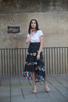 The Floral Swing Skirt - BLACK