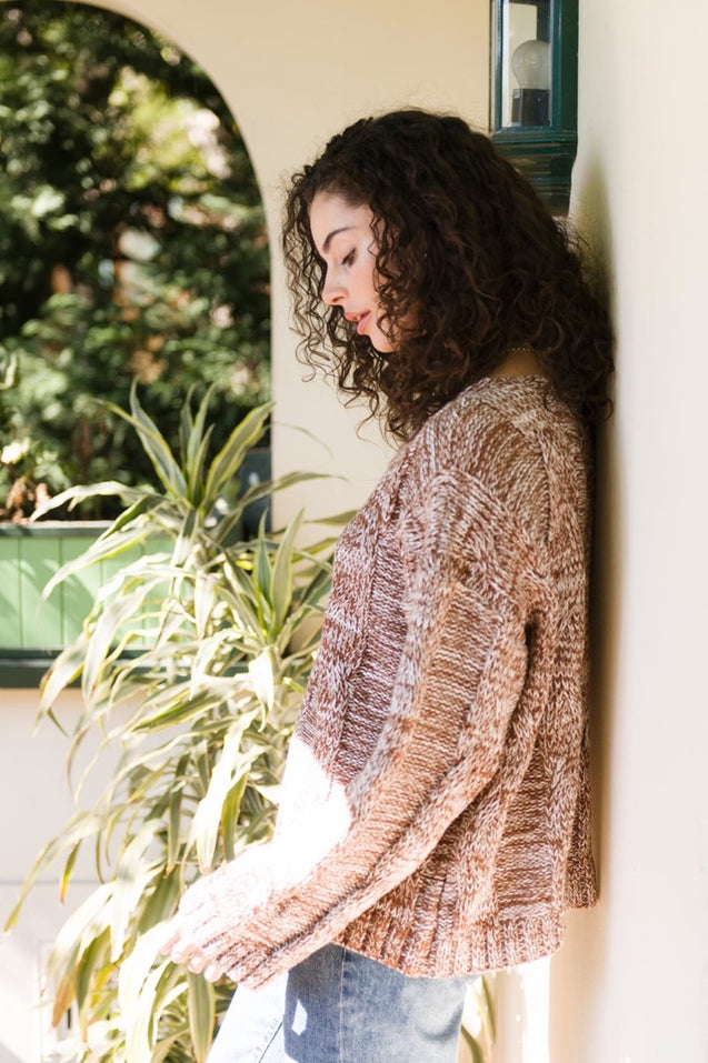 Winnie V Neck Sweater - BROWN