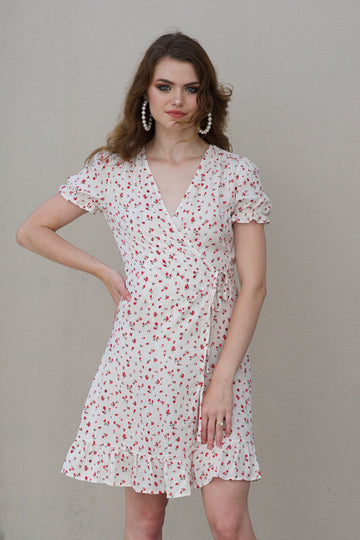 Valentine Wrap Dress - WHITE