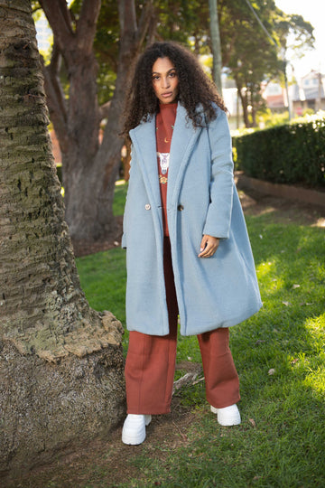 Teddy Coat - DUSTY BLUE