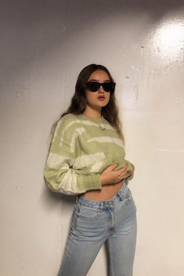 Cocoon Zebra Knit Sweater - MINT