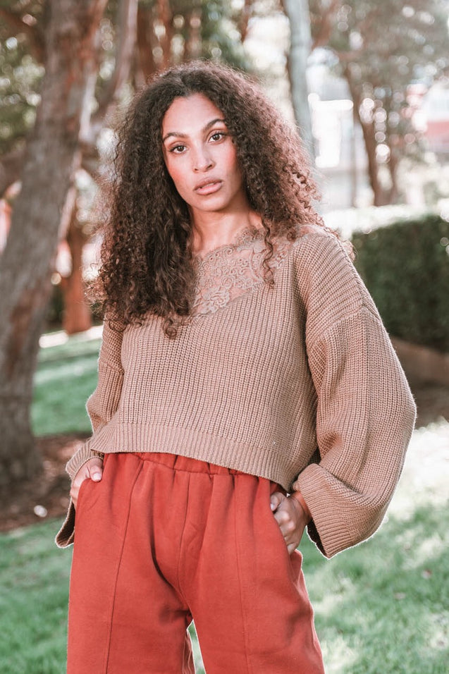 Lace Sweater - CHOCOLATE