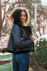 Faux Fur Biker Jacket - BLACK