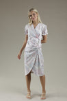 Shell Buttons Wrap Midi Dress - PARSLEY
