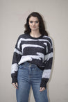 Cocoon Zebra Knit Sweater - BLACK