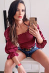 Cherrie Blouse - WINE GINGHAM