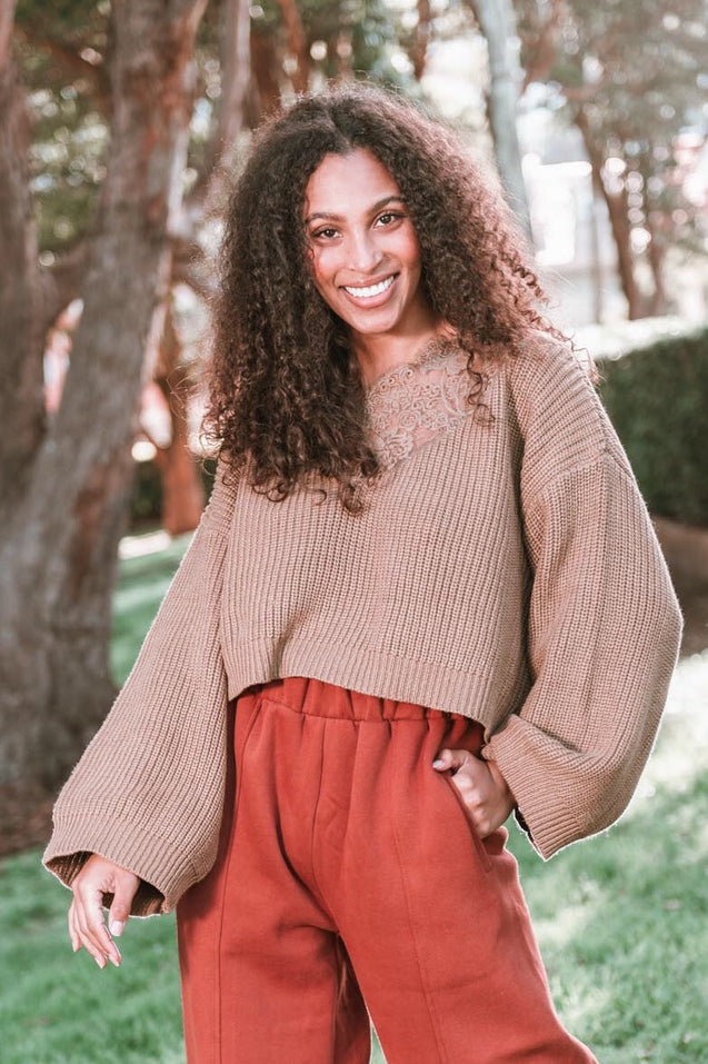 Lace Sweater - CHOCOLATE
