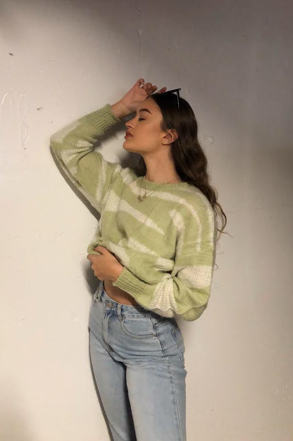 Cocoon Zebra Knit Sweater - MINT